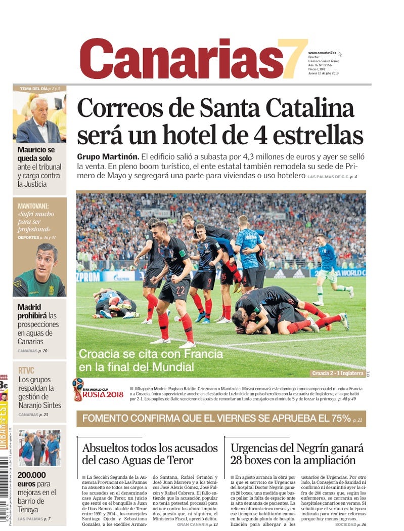 Portada Canarias7 12-07-2018