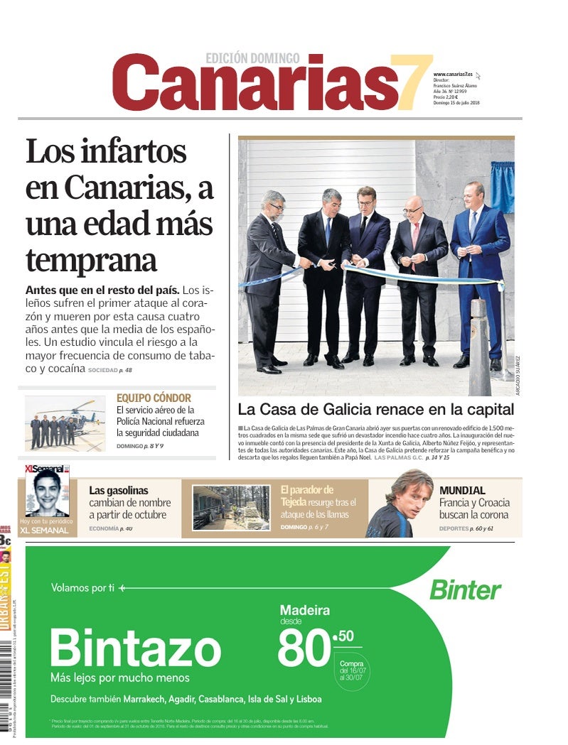 Portada Canarias7 15-07-2018