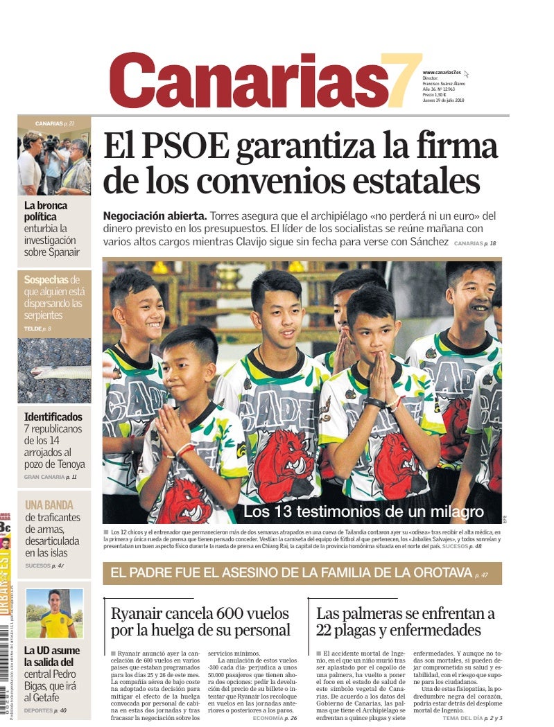 Portada Canarias7 19-07-2018