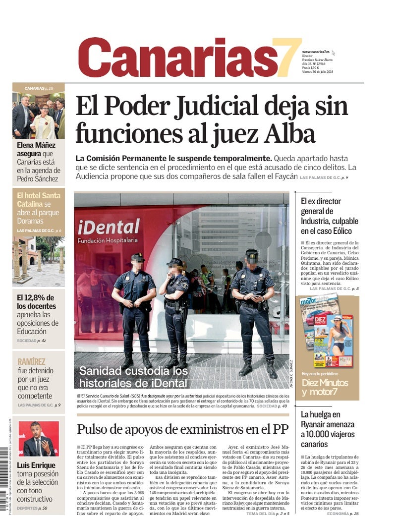 Portada Canarias7 20-07-2018