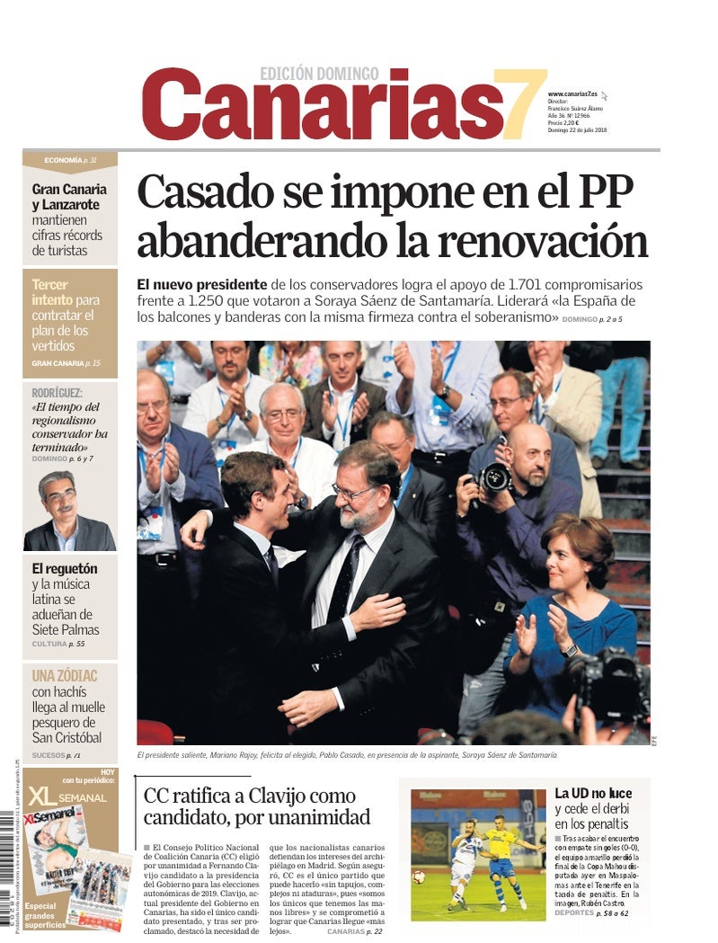 Portada Canarias7 22-07-2018
