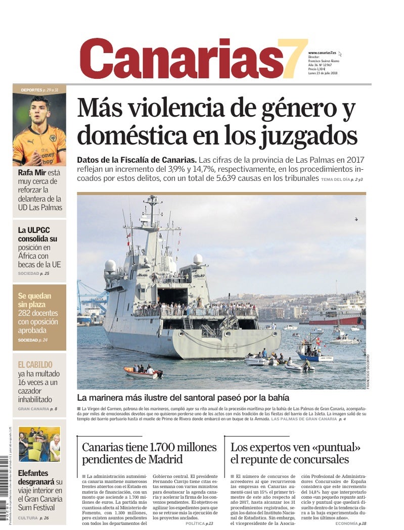 Portada Canarias7 23-07-2018