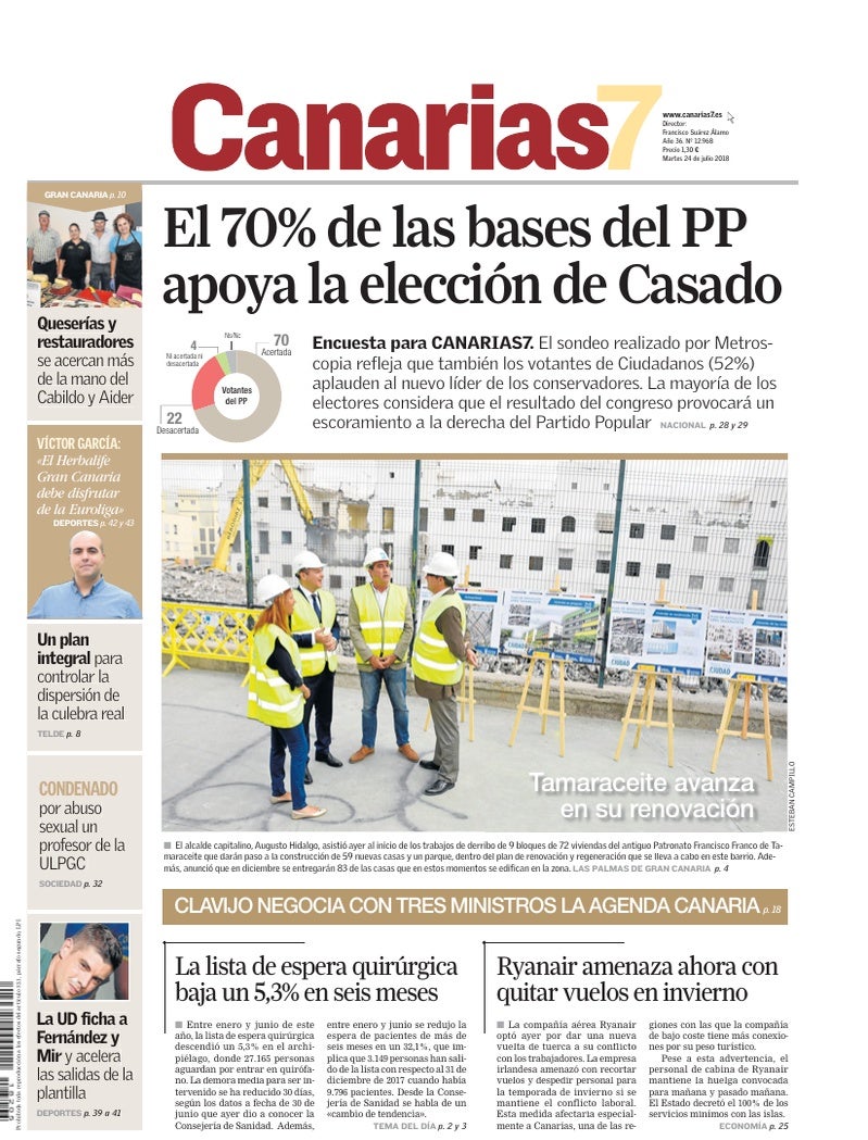 Portada Canarias7 24-07-2018