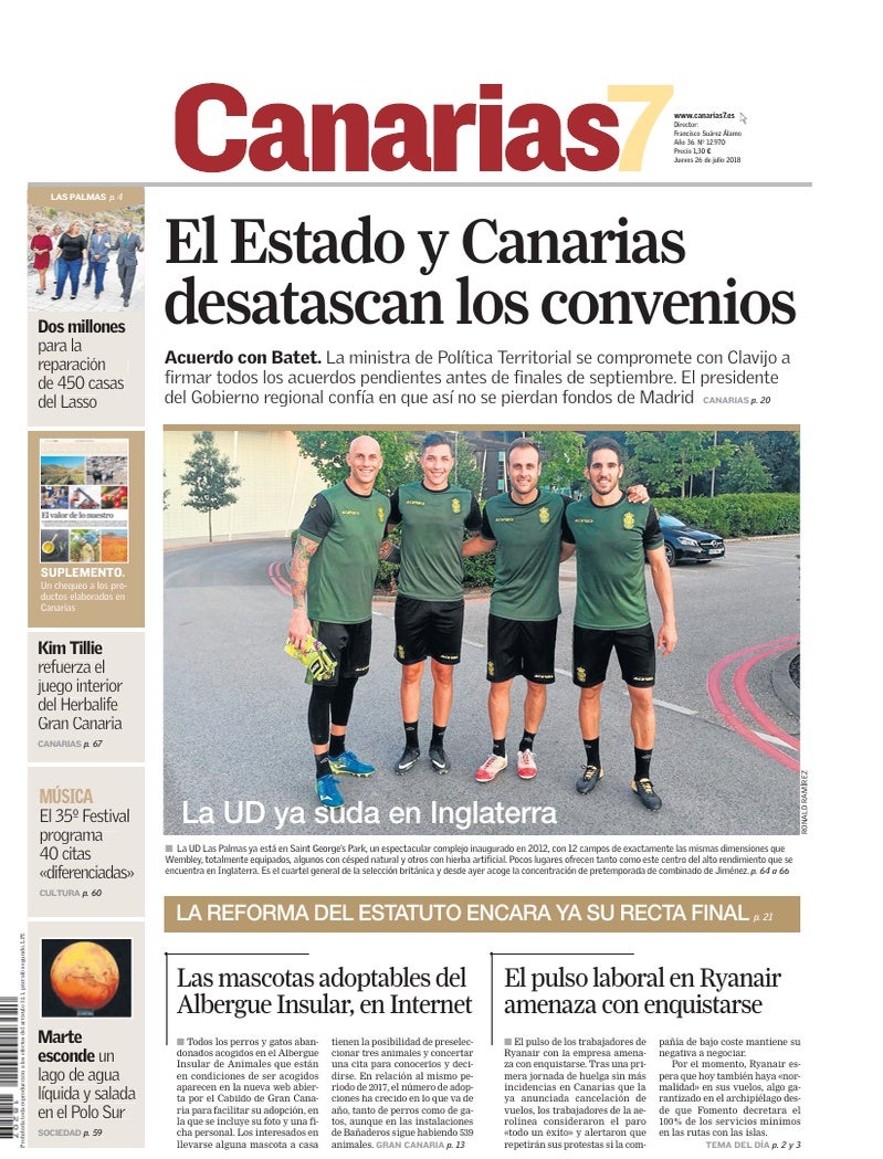Portada Canarias7 26-07-2018
