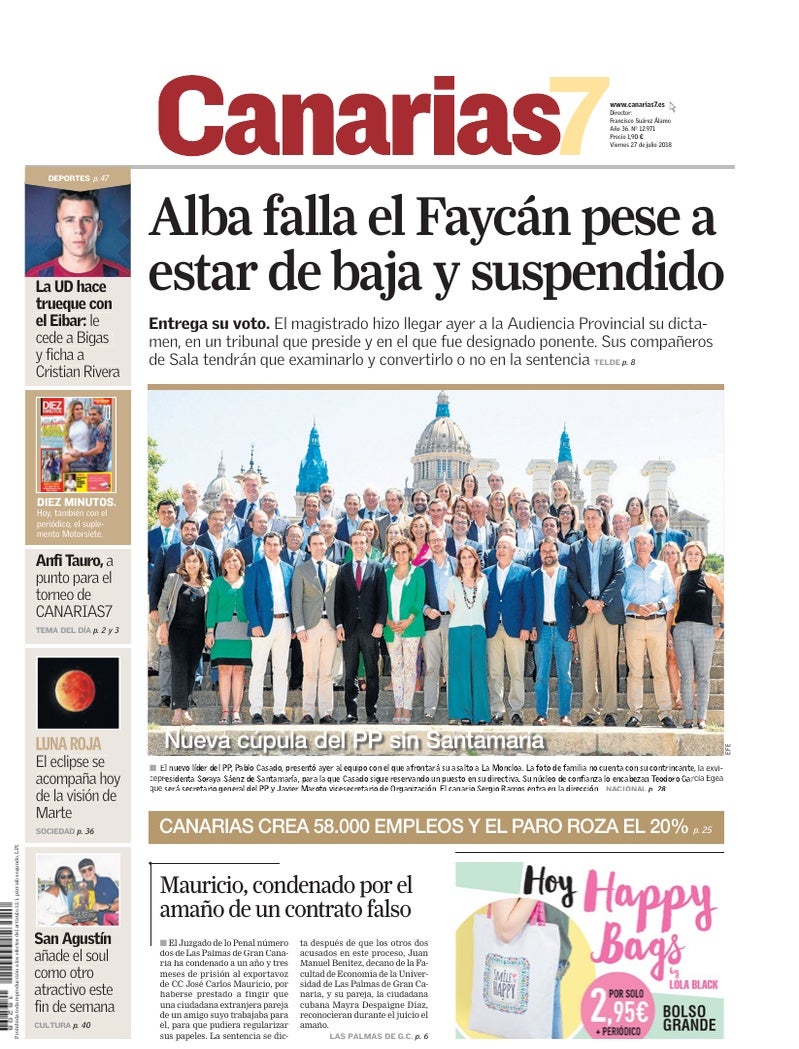 Portada Canarias7 27-07-2018