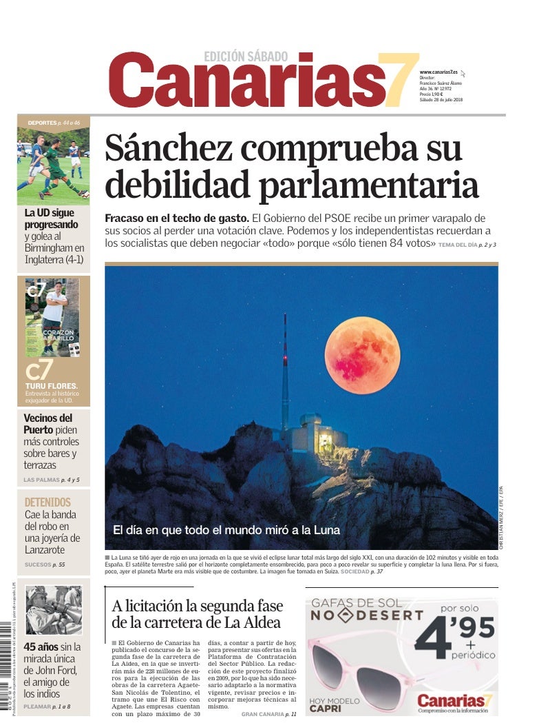 Portada Canarias7 28-07-2018