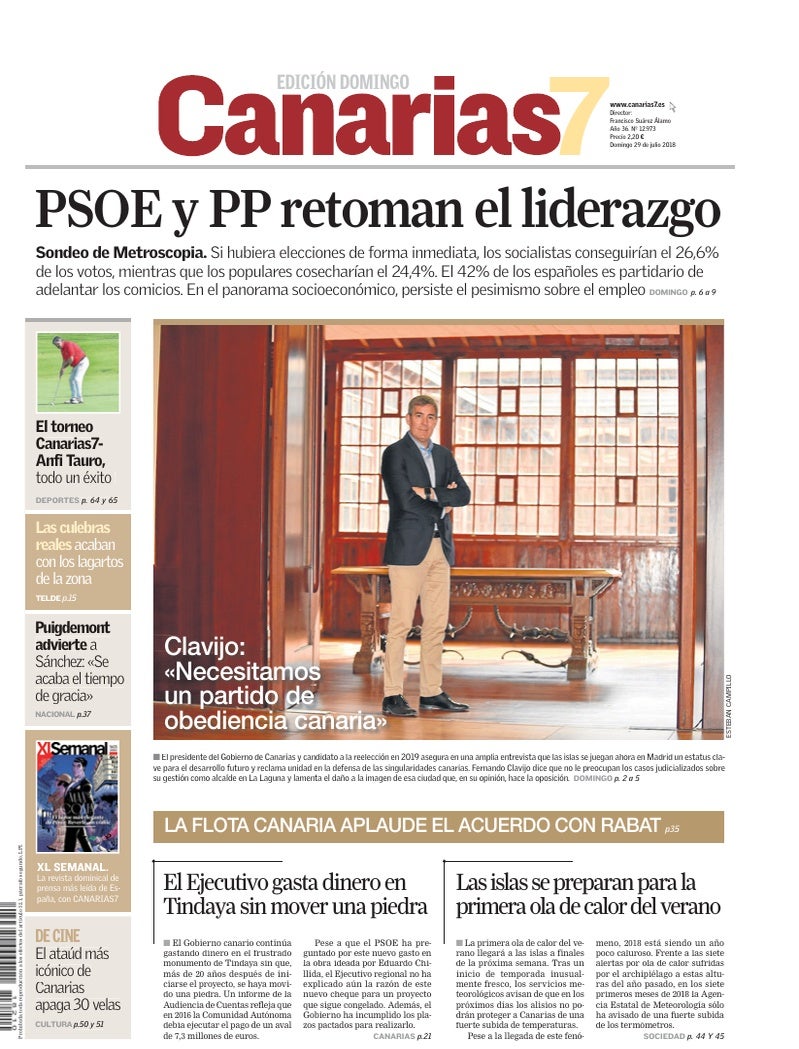 Portada Canarias7 29-07-2018