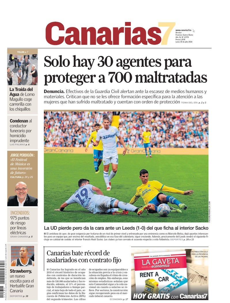 Portada Canarias7 30-07-2018