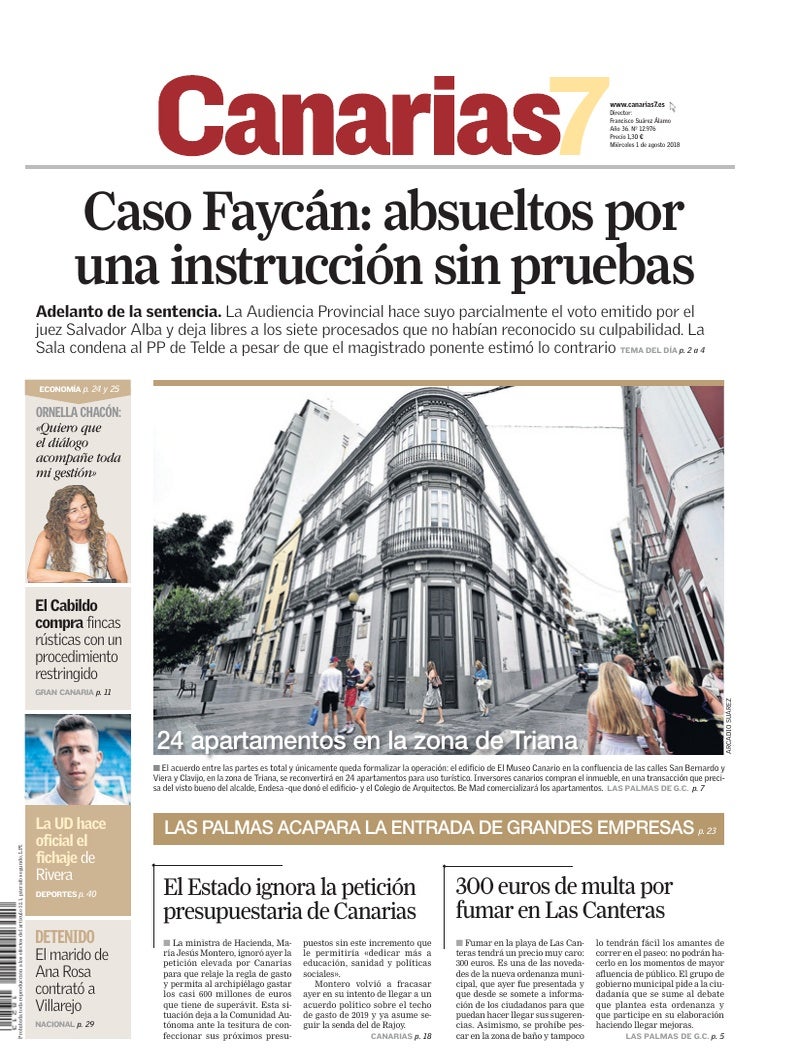 Portada Canarias7 01-08-2018