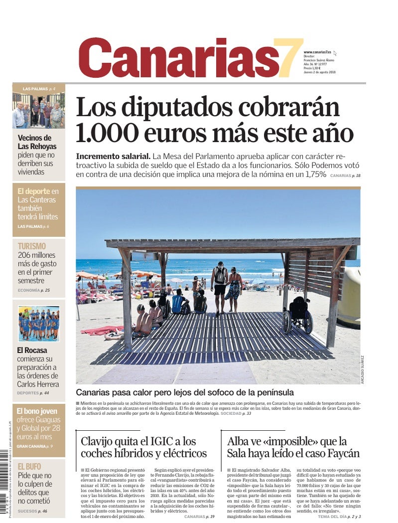 Portada Canarias7 02-08-2018