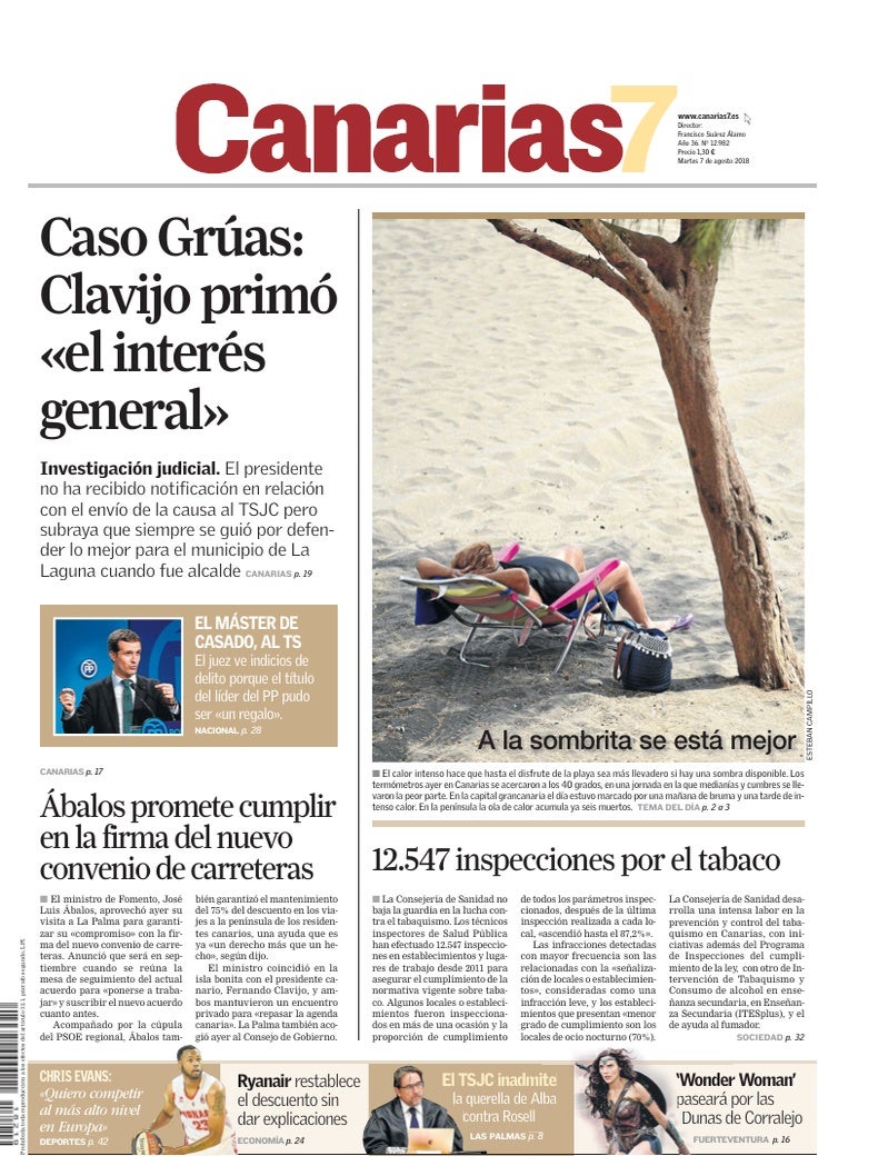 Portada Canarias7 07-08-2018