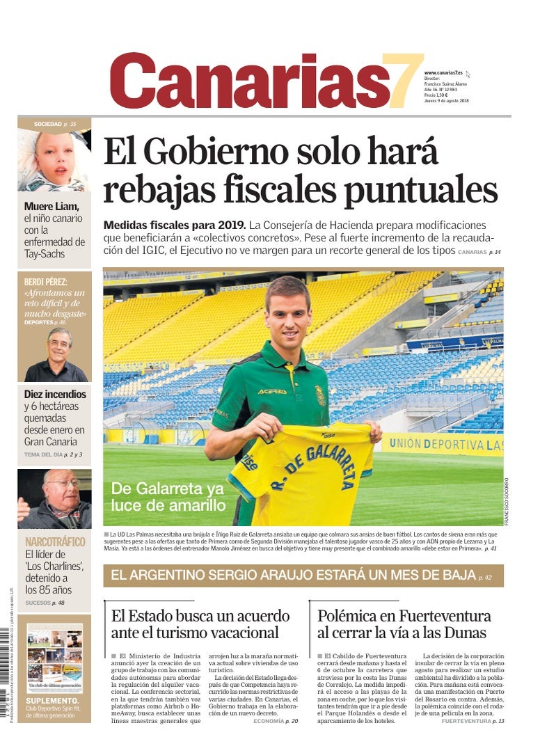 Portada Canarias7 09-08-2018