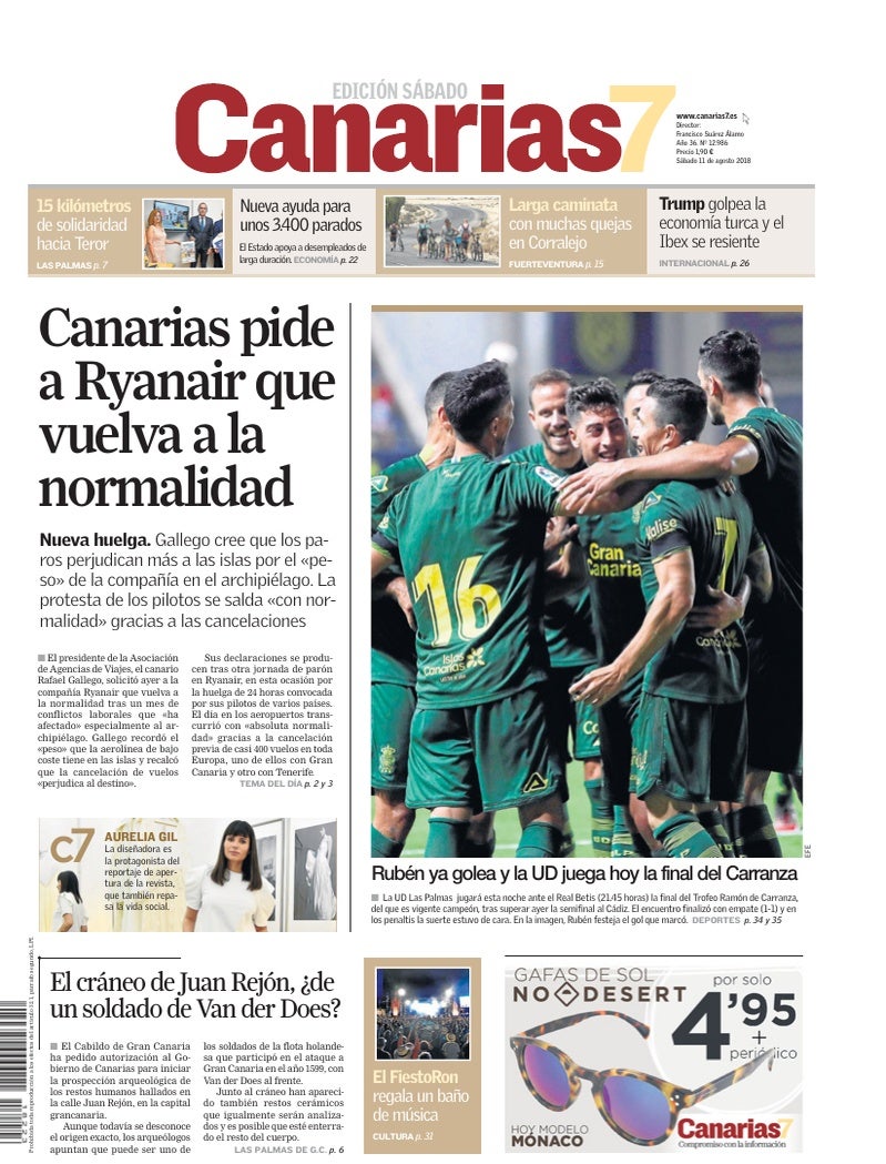 Portada Canarias7 11-08-2018