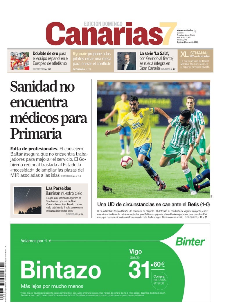 Portada Canarias7 12-08-2018