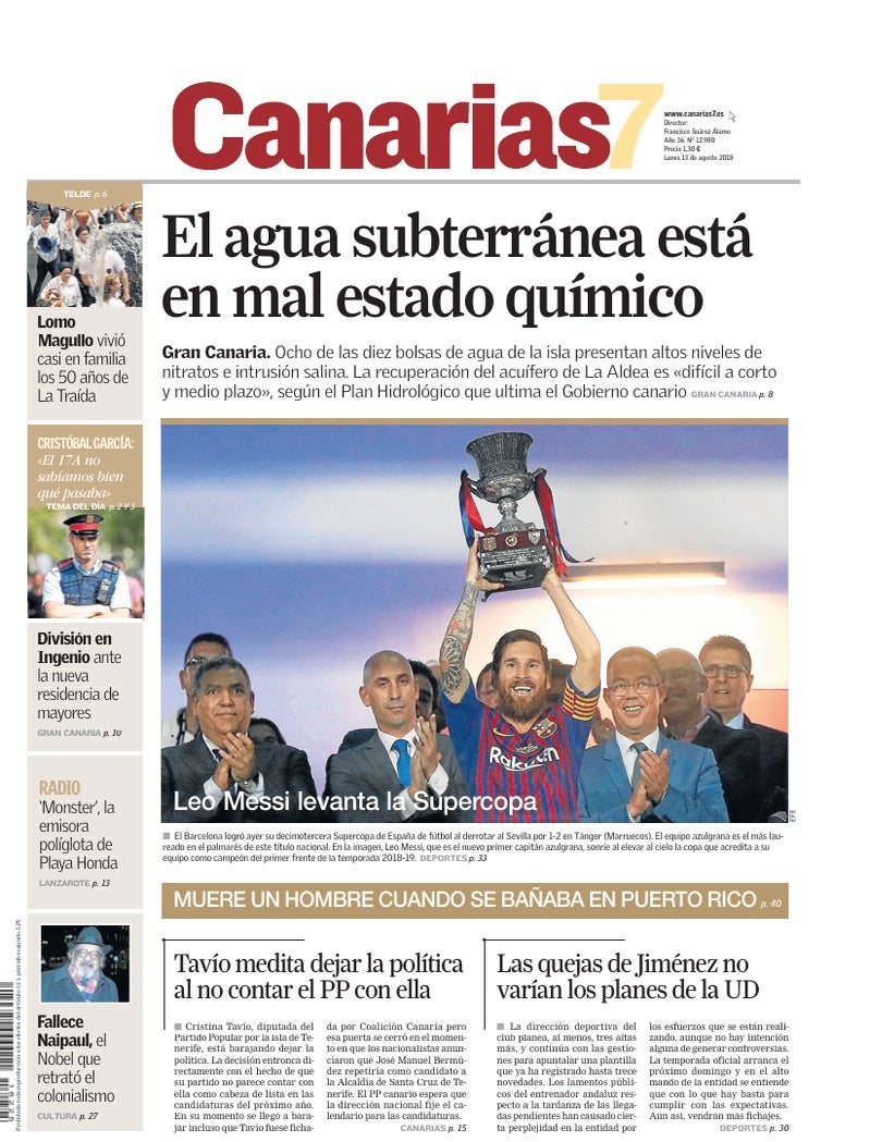 Portada Canarias7 13-08-2018