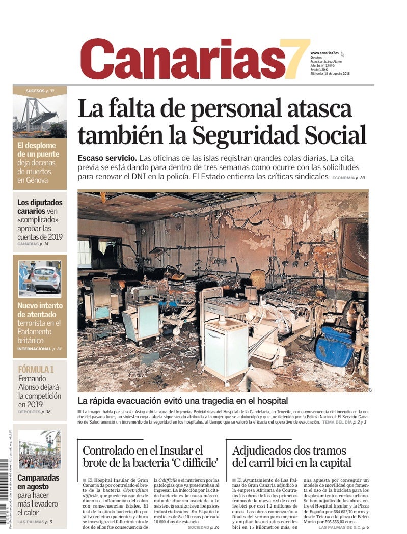 Portada Canarias7 15-08-2018