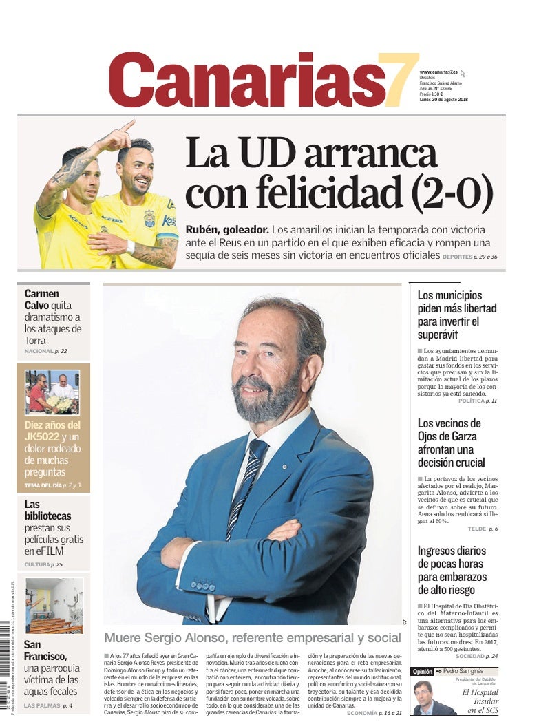 Portada Canarias7 20-08-2018