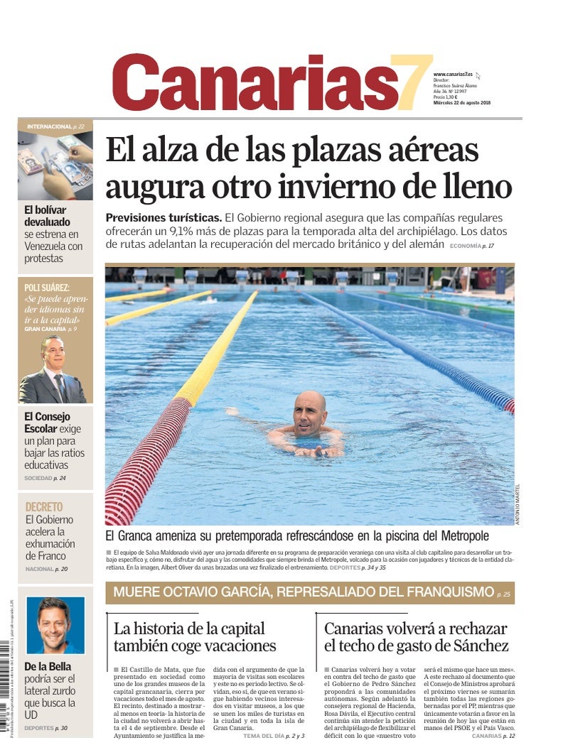 Portada Canarias7 22-08-2018