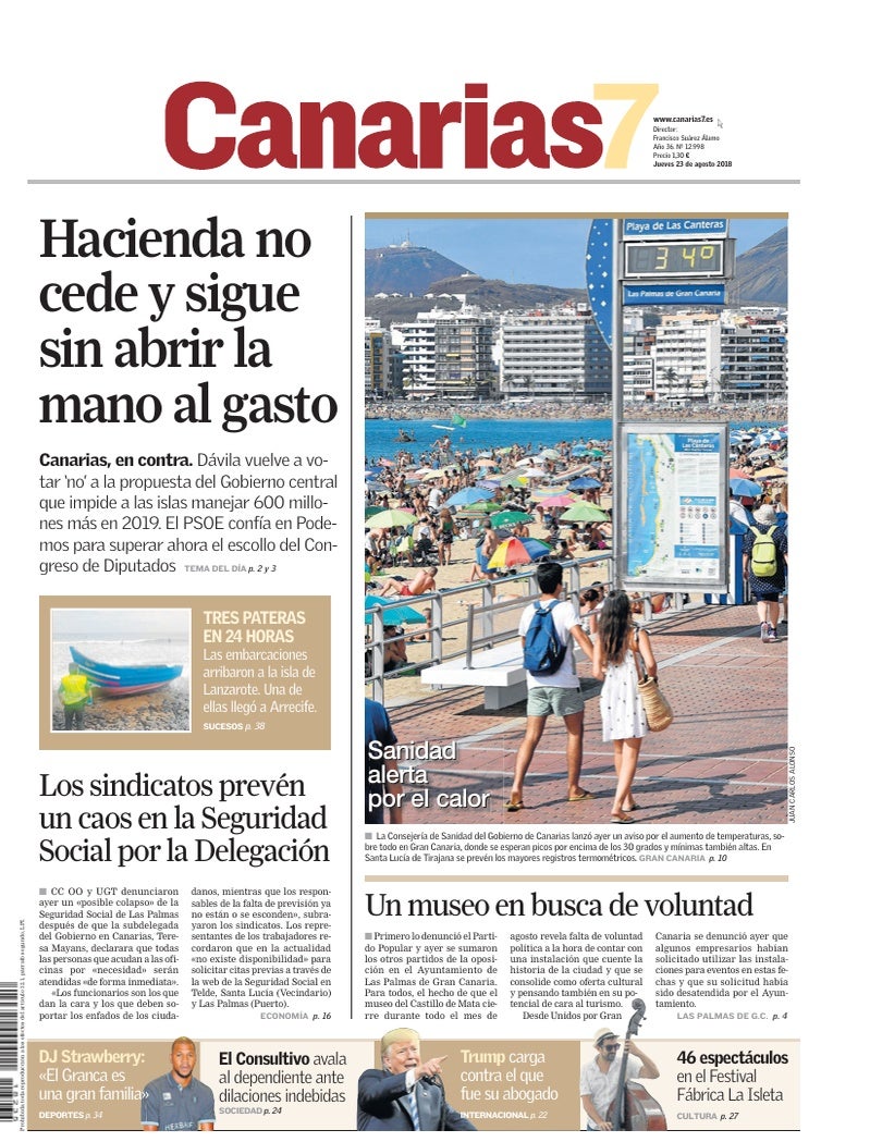 Portada Canarias7 23-08-2018