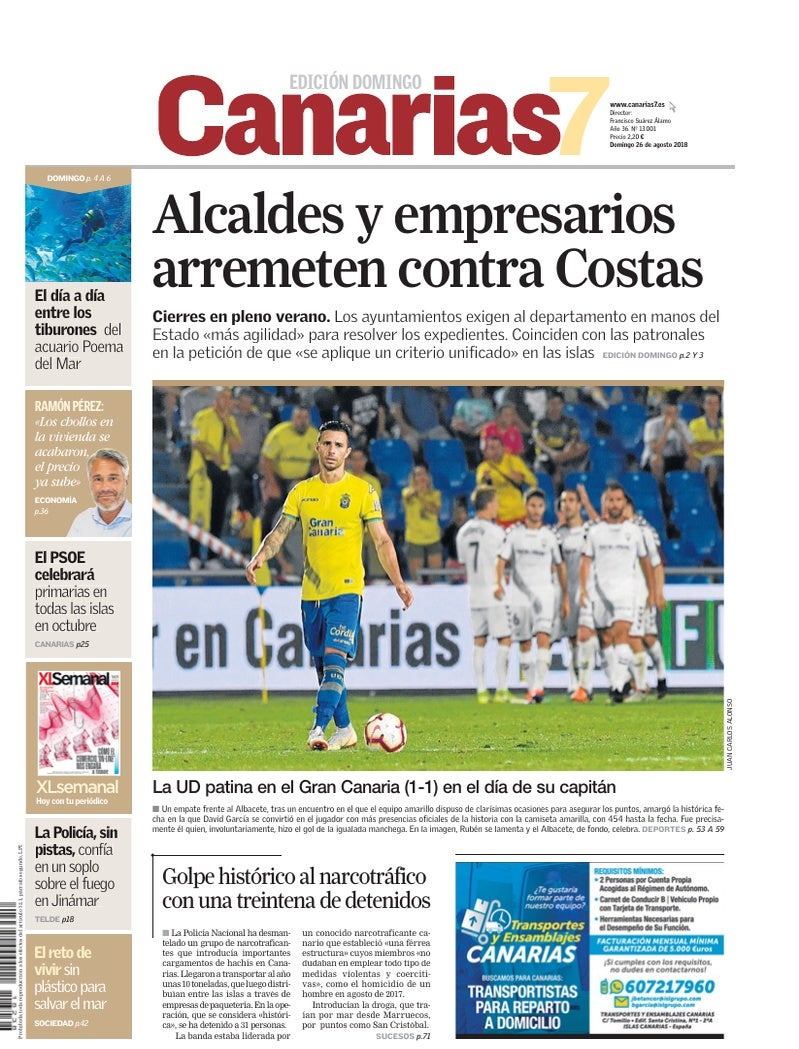 Portada Canarias7 26-08-2018