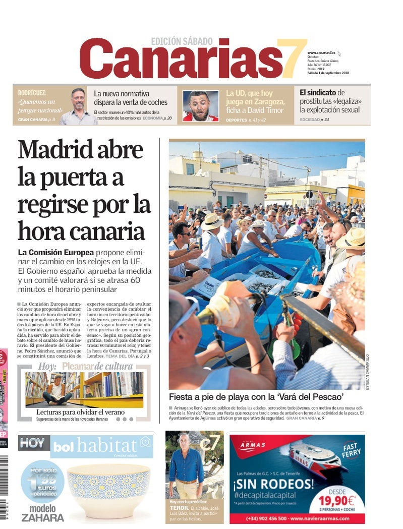 Portada Canarias7 01-09-2018