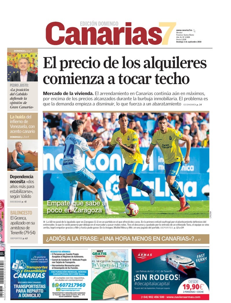 Portada Canarias7 02-09-2018