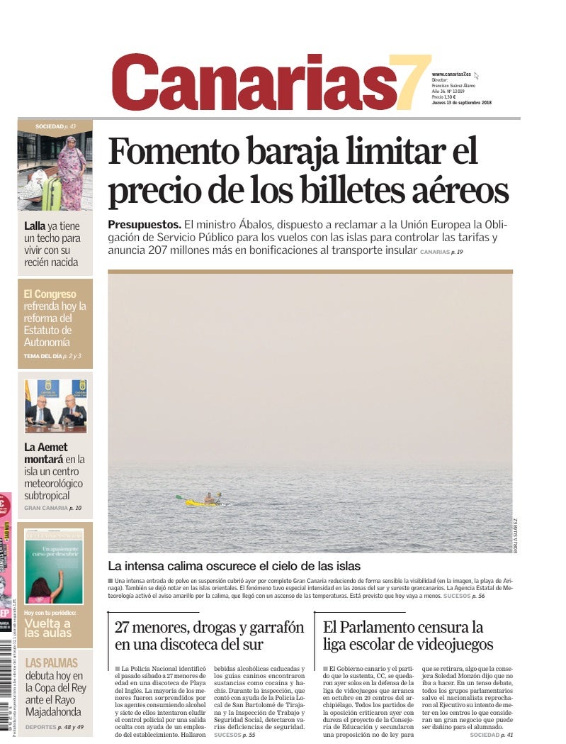 Portada Canarias7 13-09-2018