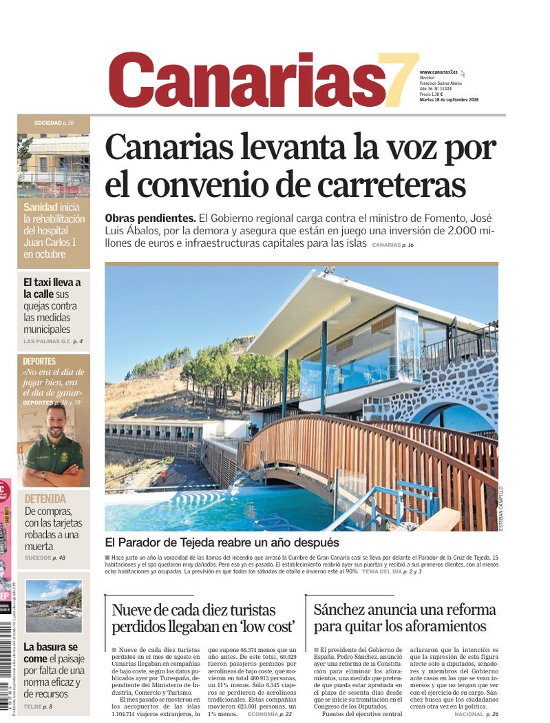 Portada Canarias7 18-09-2018