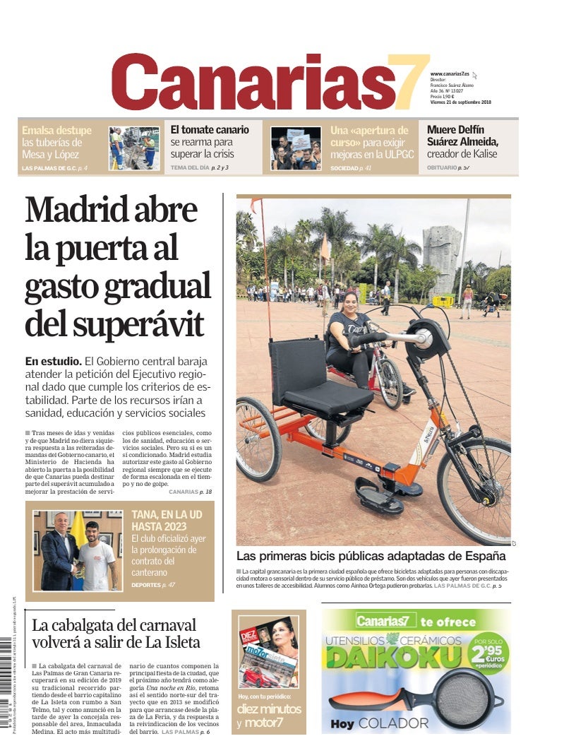 Portada Canarias7 21-09-2018