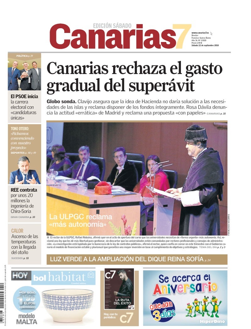 Portada Canarias7 22-09-2018