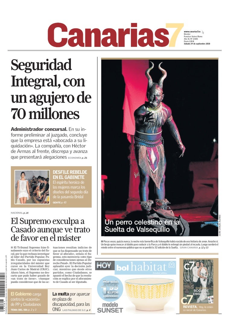 Portada Canarias7 29-09-2018
