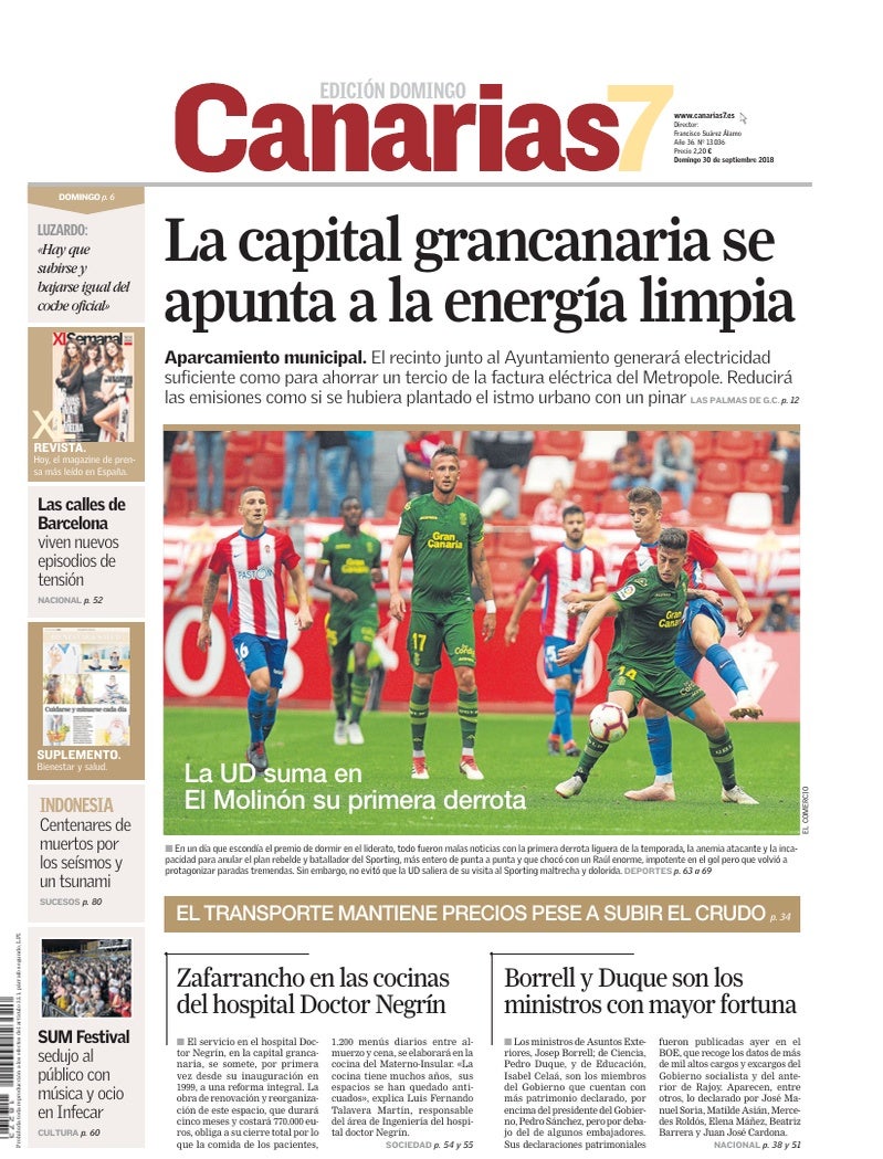 Portada Canarias7 30-09-2018