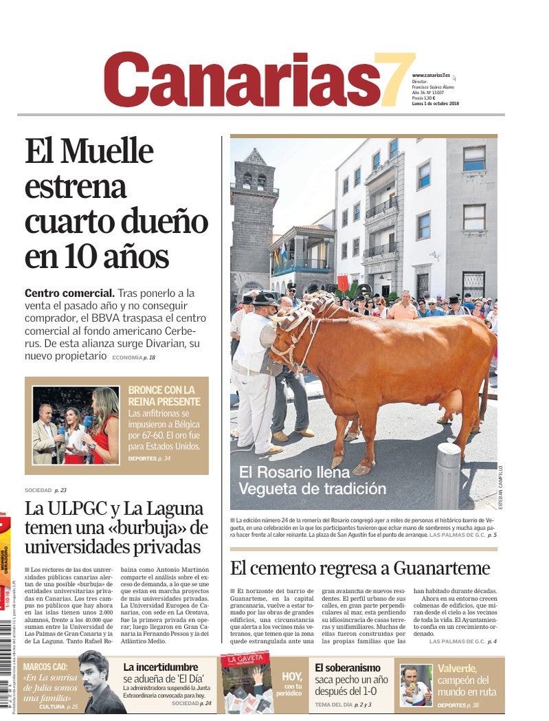 Portada Canarias7 01-10-2018
