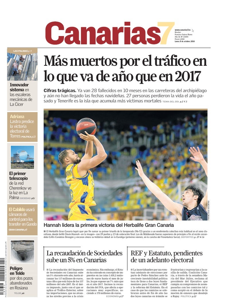 Portada Canarias7 08-10-2018