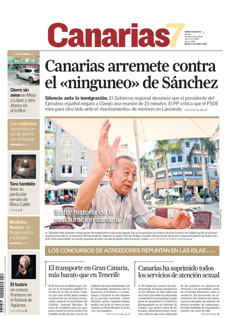 Portada Canarias7 09-10-2018