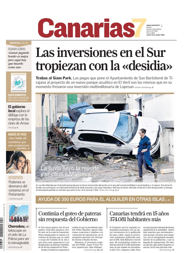 Portada Canarias7 11-10-2018
