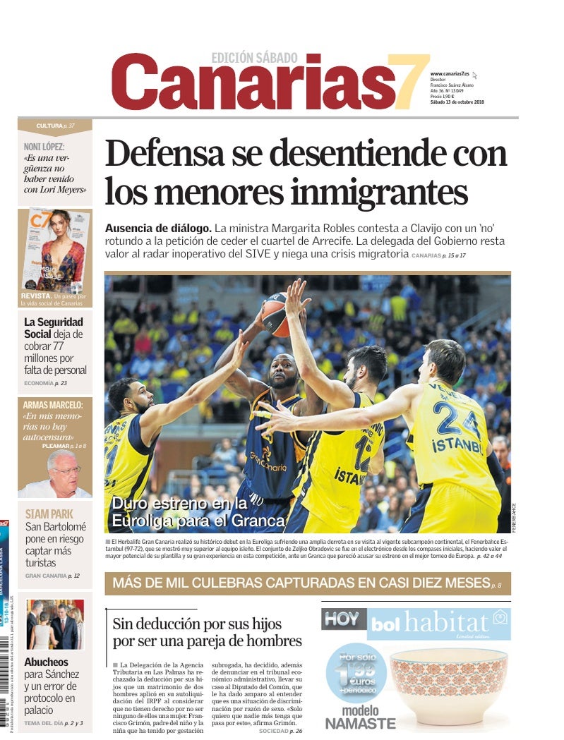 Portada Canarias7 13-10-2018