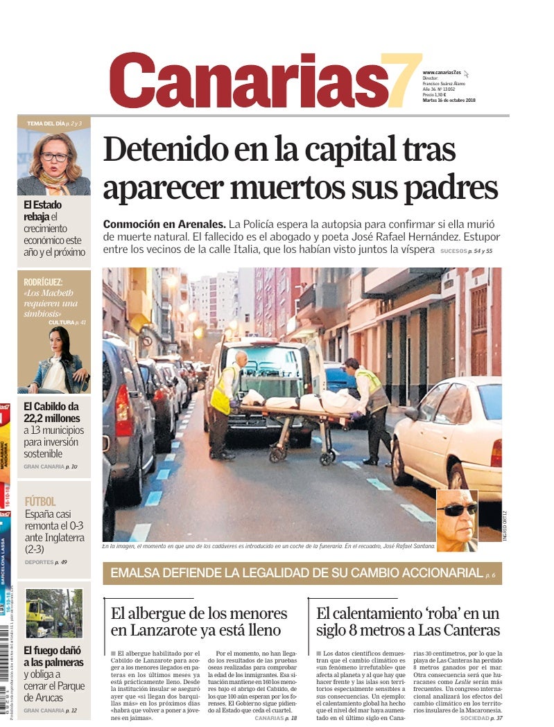 Portada Canarias7 16-10-2018