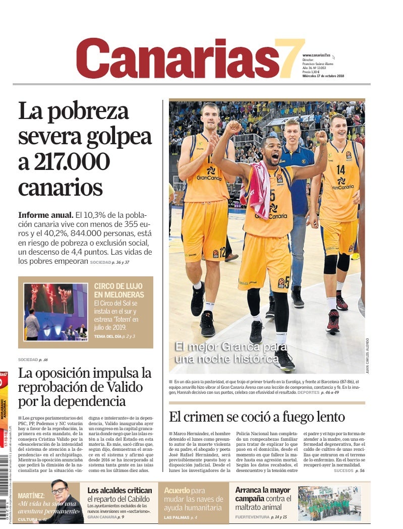 Portada Canarias7 17-10-2018