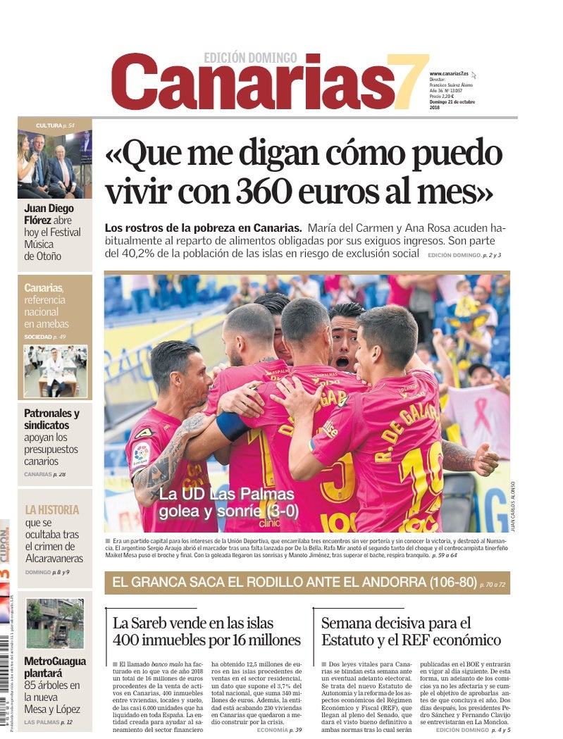 Portada Canarias7 21-10-2018