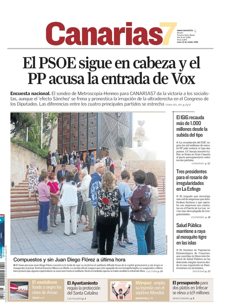 Portada Canarias7 22-10-2018