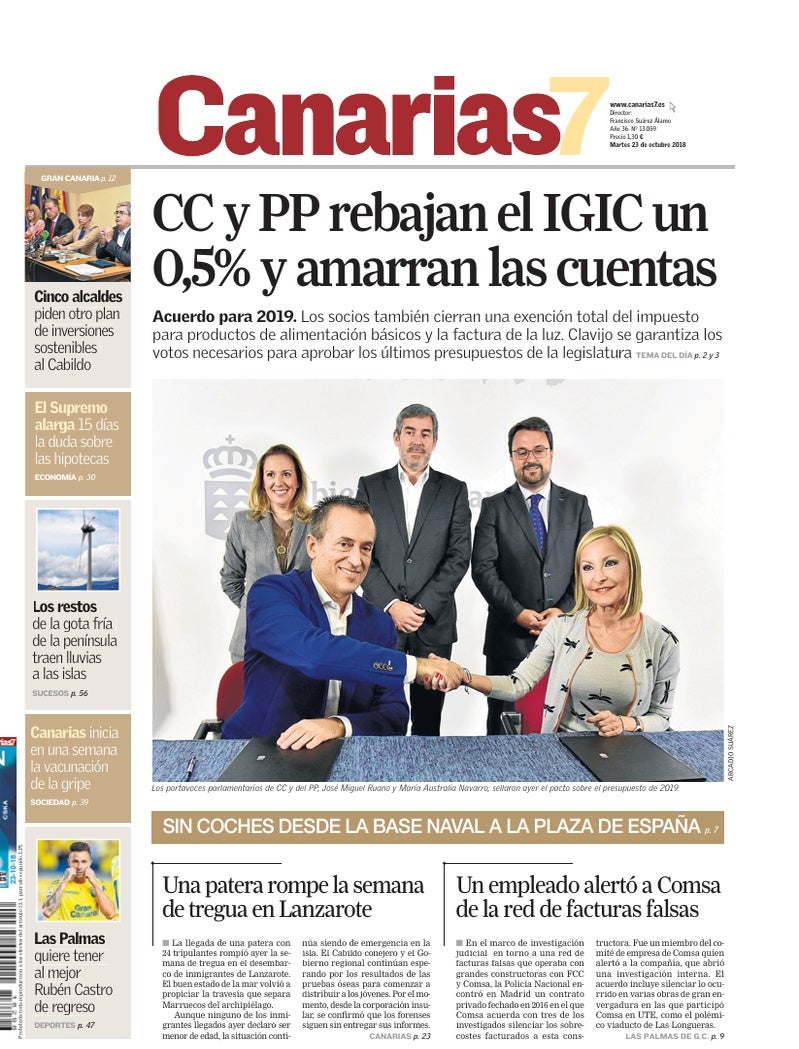 Portada Canarias7 23-10-2018