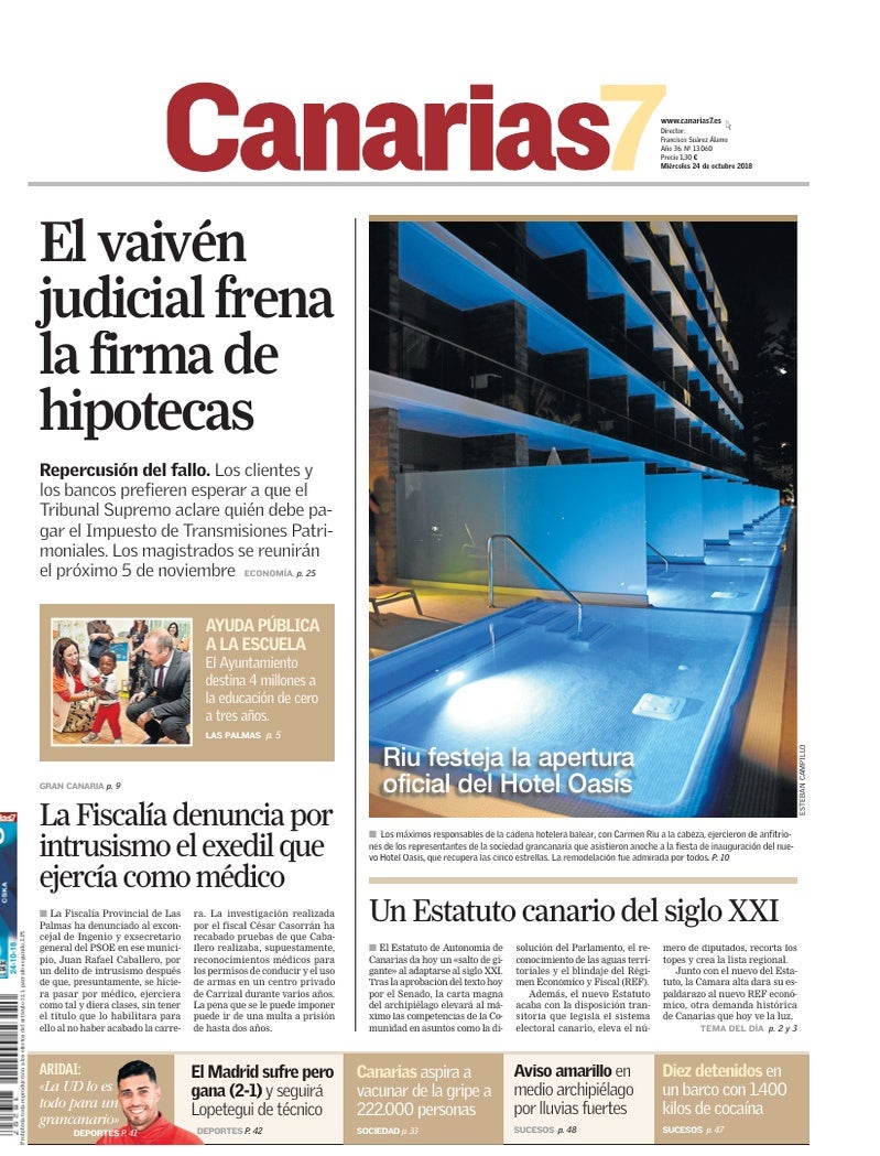 Portada Canarias7 24-10-2018