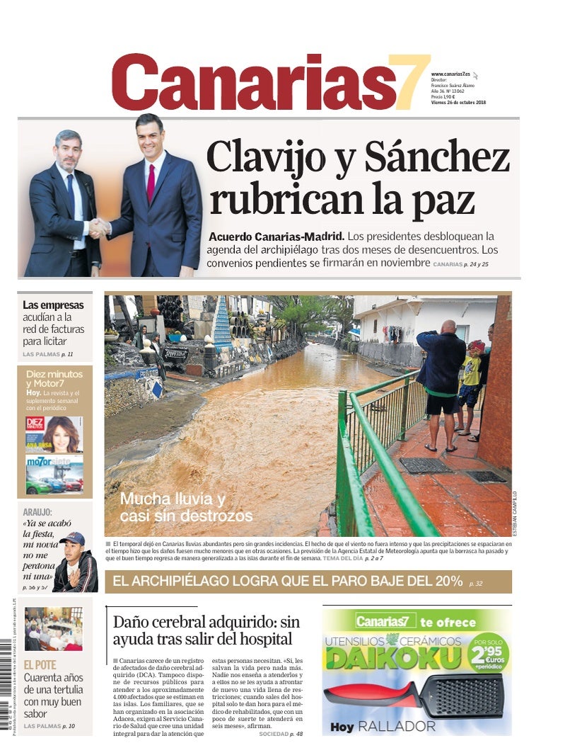 Portada Canarias7 26-10-2018
