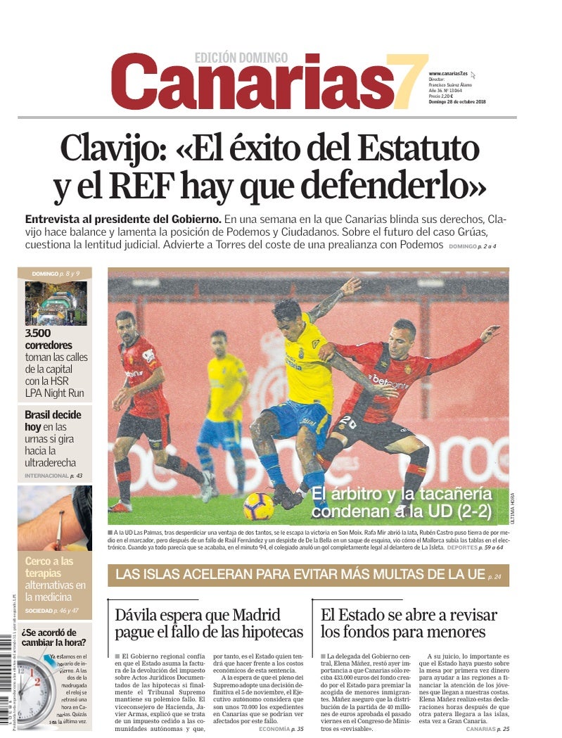 Portada Canarias7 28-10-2018
