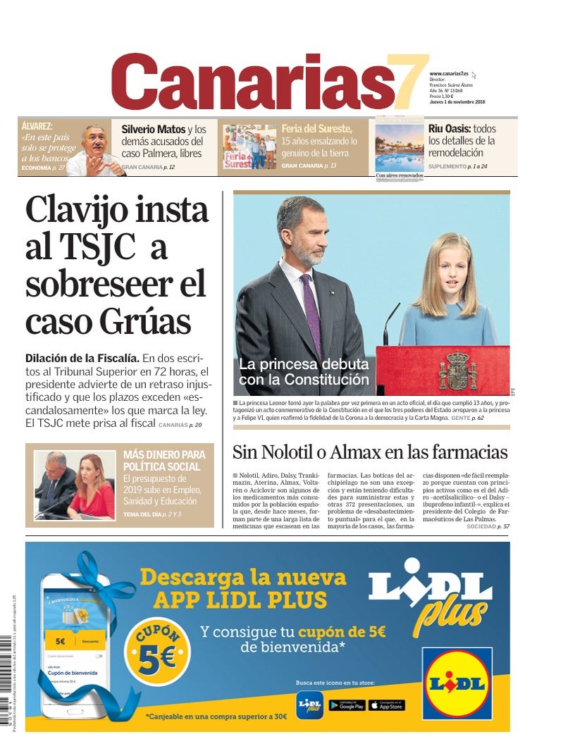 Portada Canarias7 01-11-2018