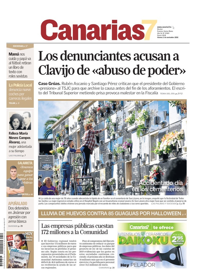 Portada Canarias7 02-11-2018