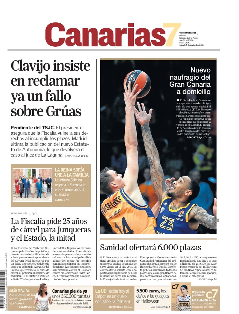 Portada Canarias7 03-11-2018