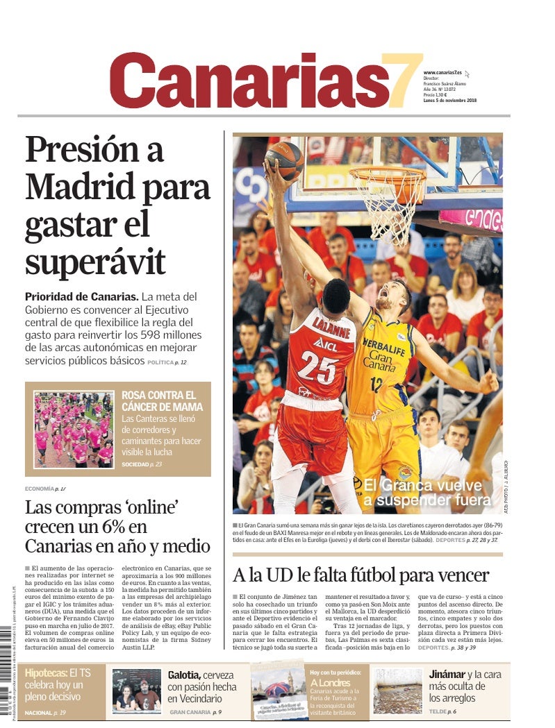 Portada Canarias7 05-11-2018