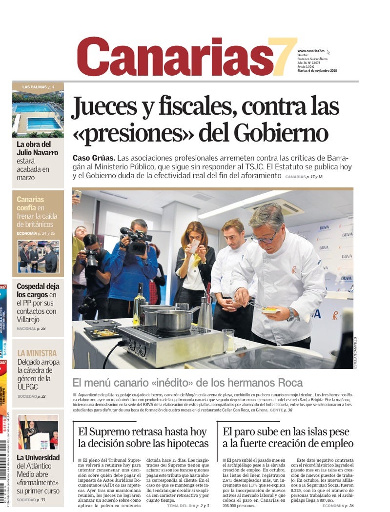 Portada Canarias7 06-11-2018